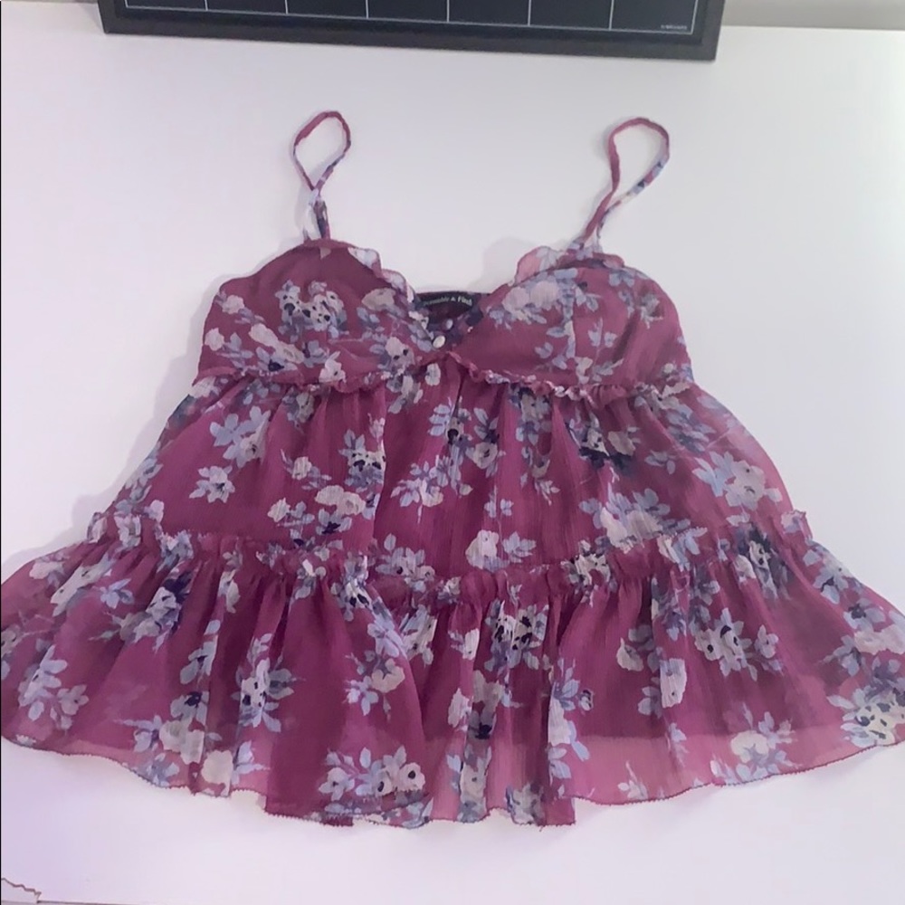 Purple flower sleeveless top